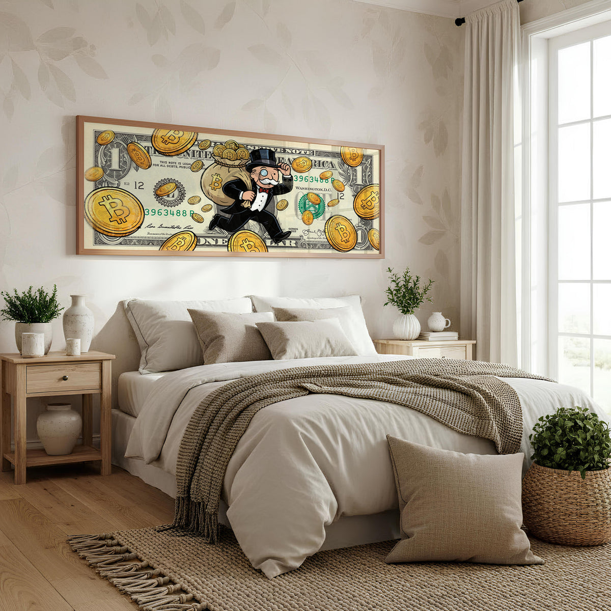 Million Dollar Mindset Panoramic Wall Art shown in a bedroom