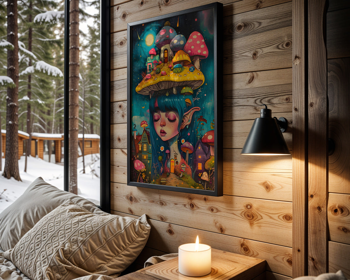 Mind Motel psychedelic wall art – cabin room view