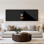 Batman Shadow Geometry Panoramic Wall Art shown in a living room