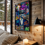 Money Moves wall art in cabin interior