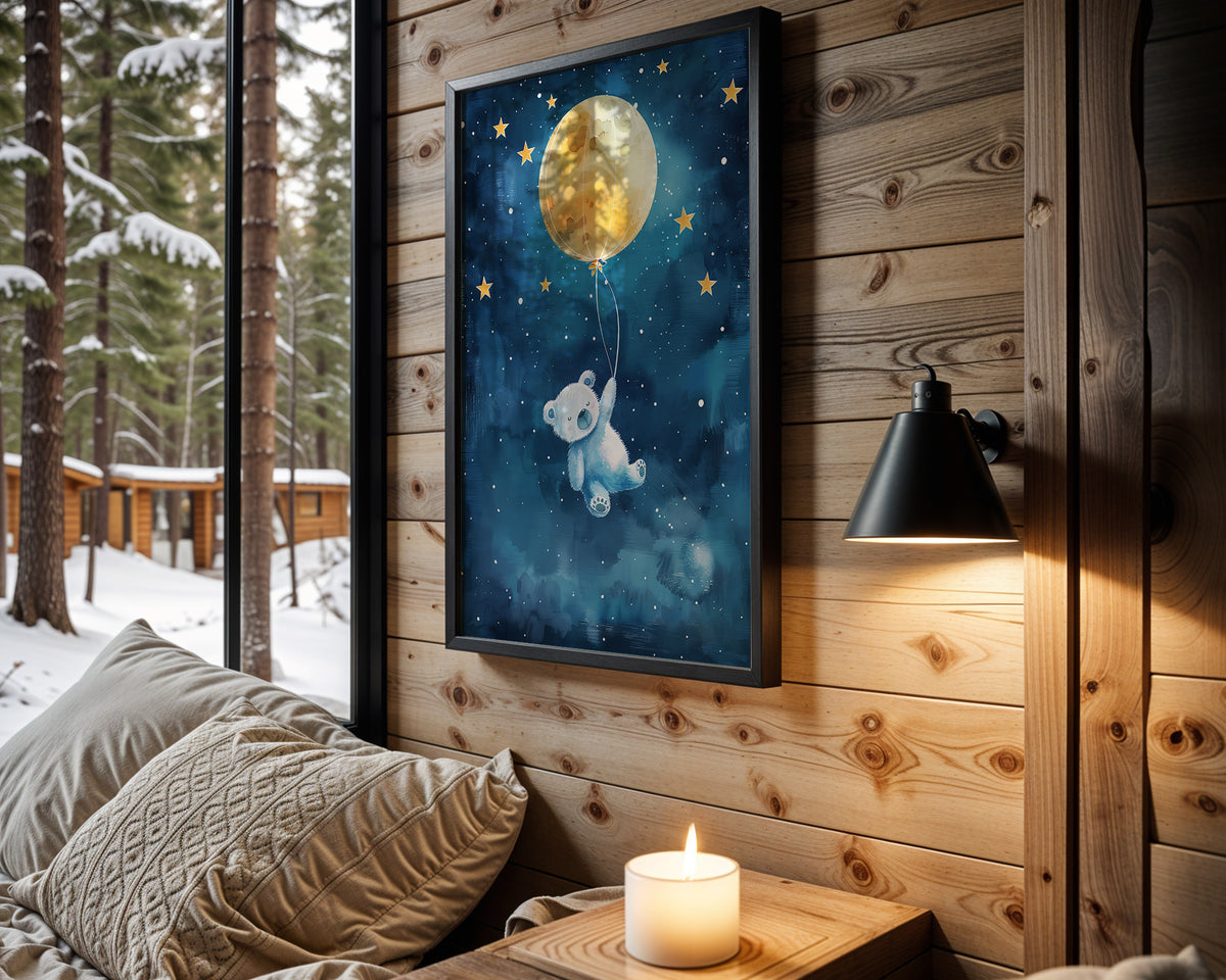 Moon Bunny kids nursery wall art – main room view