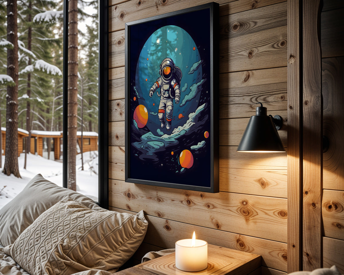 Moon Explorer kids nursery wall art – main room view
