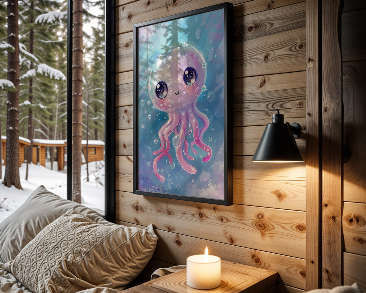 Moonlit Octopus kids nursery wall art – main room view