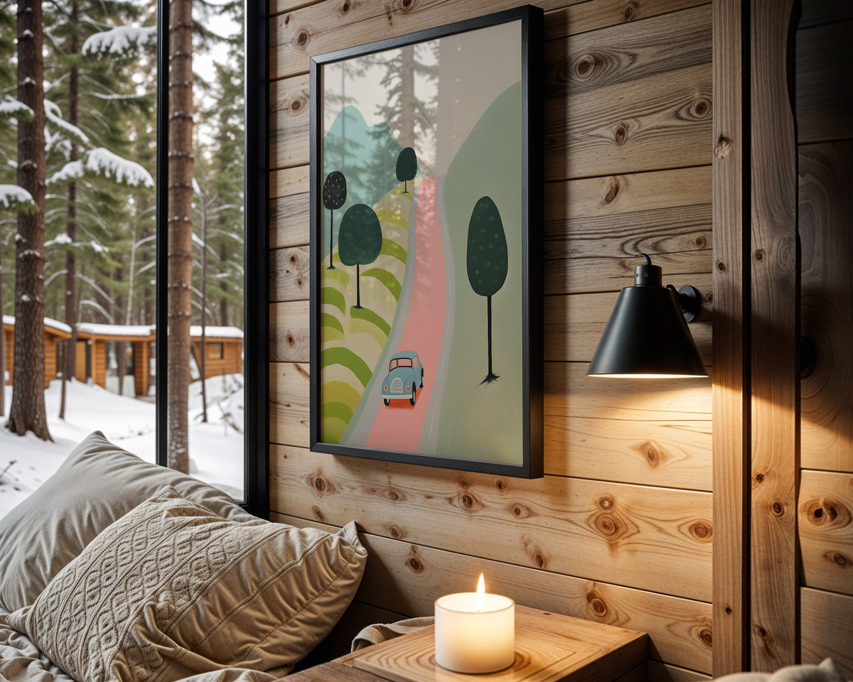 Mountain Road Adventure kids nursery wall art – main room view