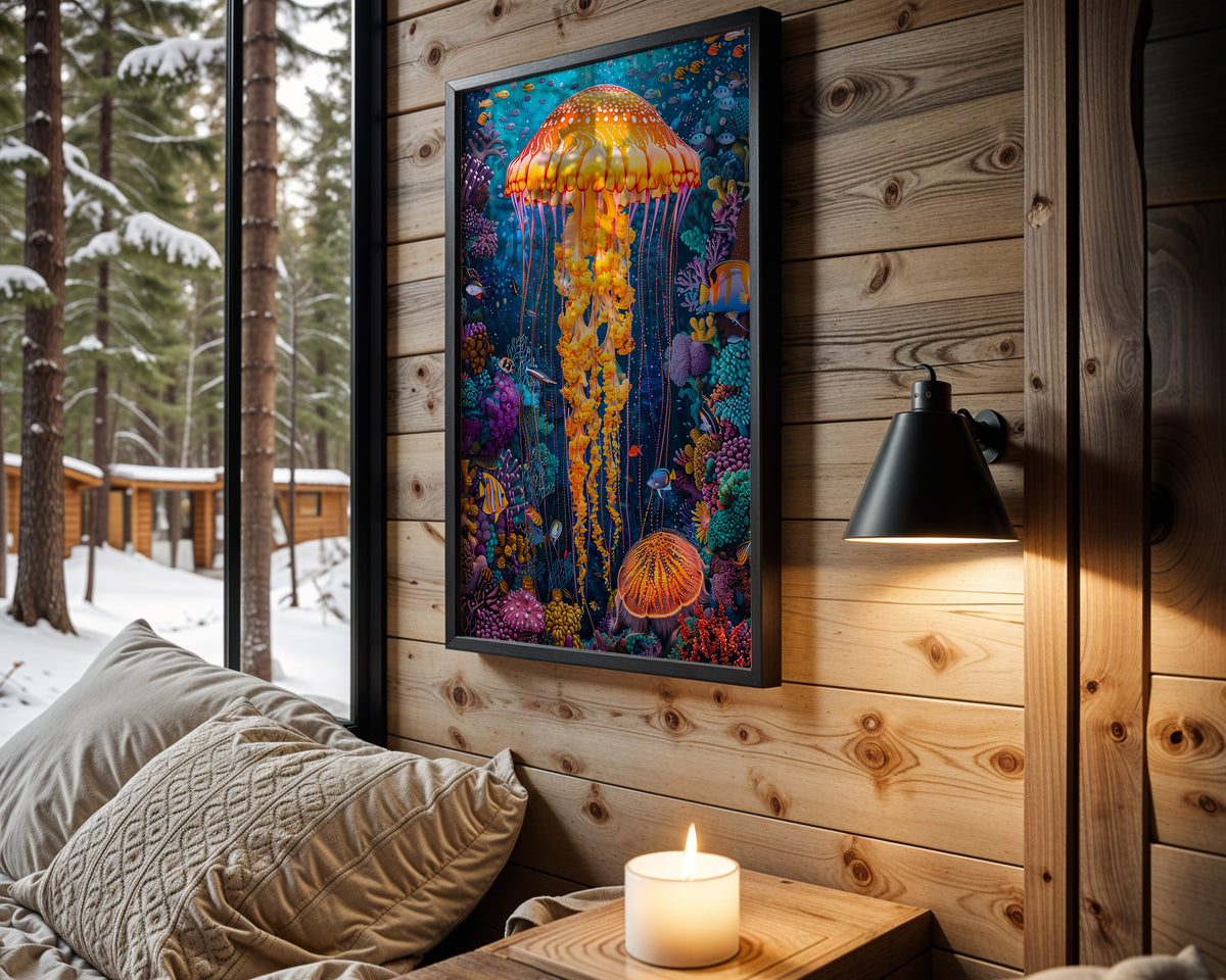 Mushroom Temple psychedelic wall art – cabin room view