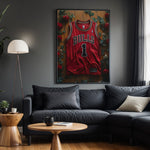 Derrick Rose Red Roses basketball wall art displayed in a modern living room