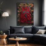Derrick Rose Chicago Legacy basketball wall art displayed in a modern living room
