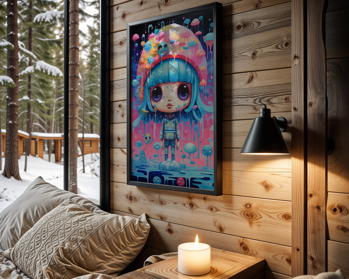 Neon Astro psychedelic wall art – cabin room view