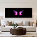 Neon Butterfly Panoramic Wall Art shown in a living room