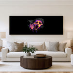 Neon Mask Panoramic Wall Art shown in a living room