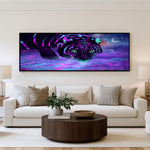 Violet Tiger Panoramic Wall Art shown in a living room