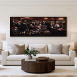 Nocturne Bar Legends Panoramic Wall Art shown in a living room