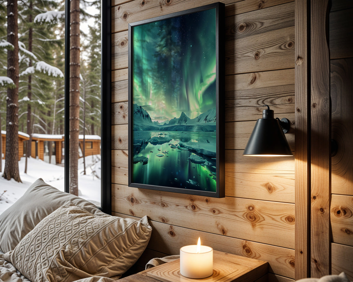 Northern Bloom aurora wall art – main room view