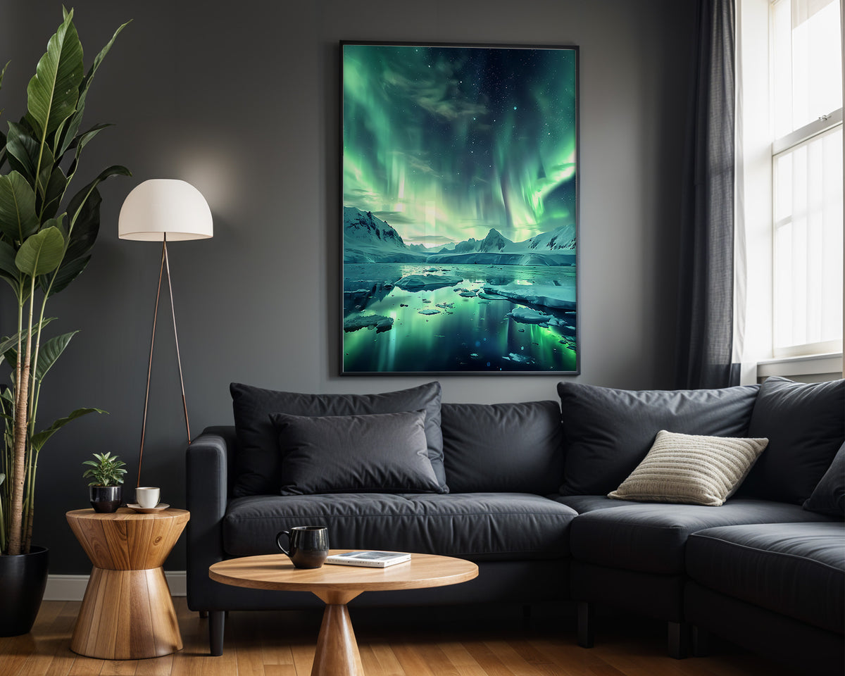 Northern Bloom aurora wall art – alternate room view