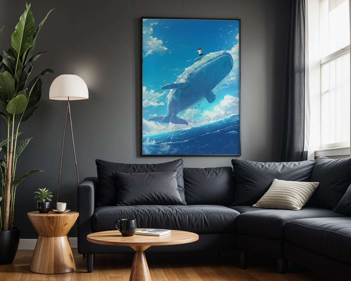 Ocean Giant kids nursery wall art – alternate room view
