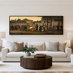 Old World Procession Panoramic Wall Art shown in a living room