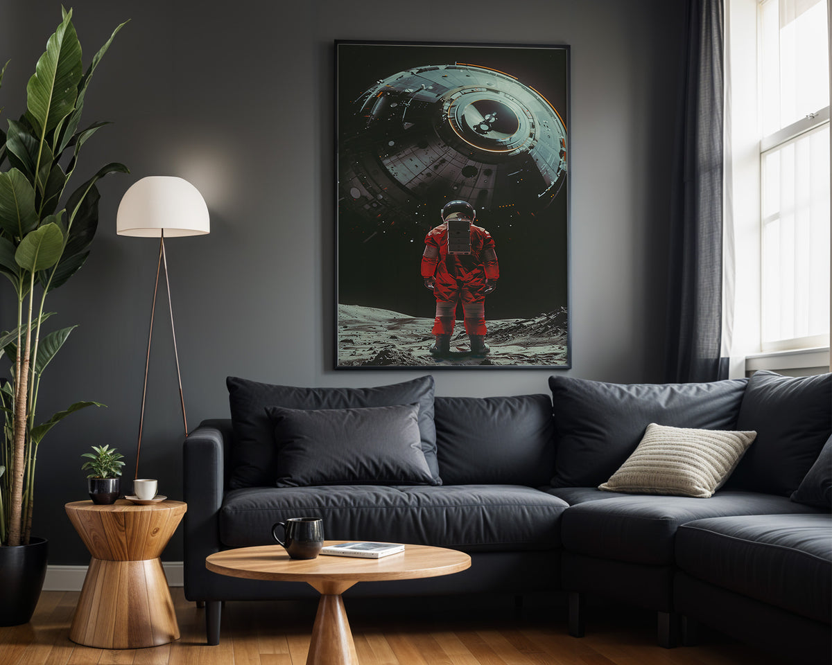 Orbital Encounter space wall art – dark lounge view