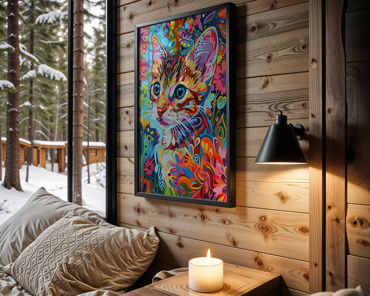 Pattern Pulse psychedelic wall art – cabin room view