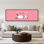 Pochacco Pink Nap Panoramic Wall Art shown in a living room