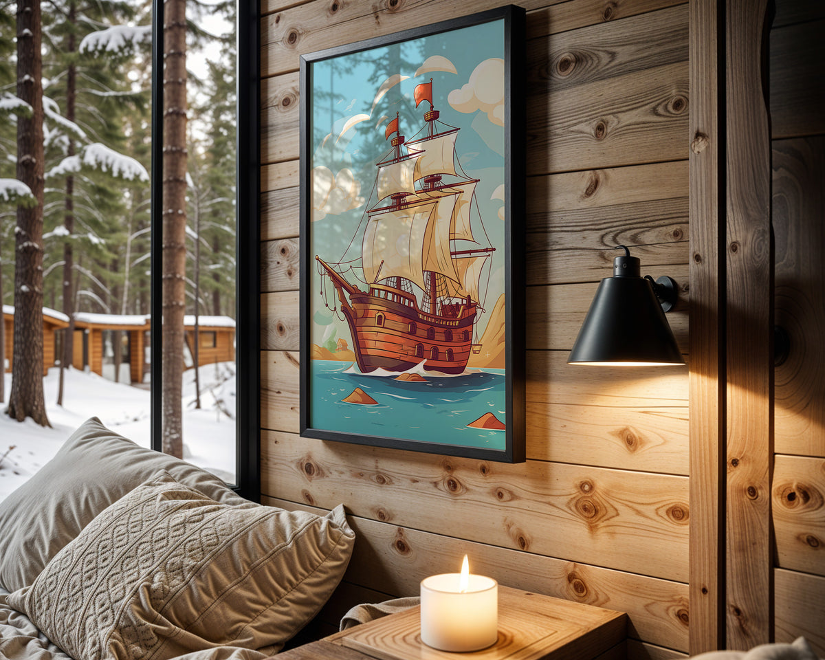 Pirate Ship Dreams kids nursery wall art – main room view