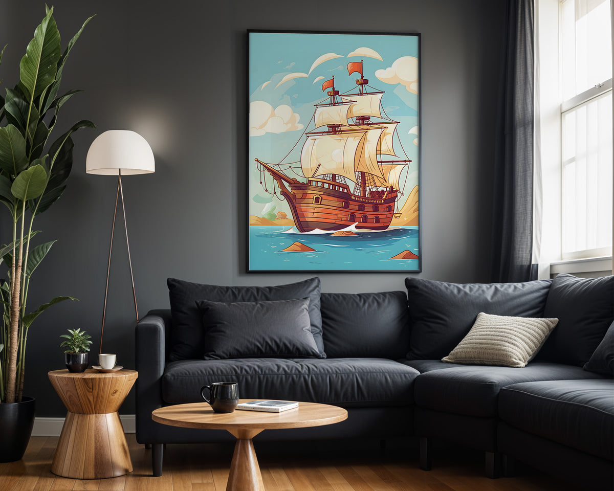 Pirate Ship Dreams kids nursery wall art – alternate room view