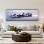 Pitlane Panoramic Formula 1 Wall Art shown in a living room