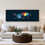 Stitch Colour Splash Panoramic Wall Art shown in a living room