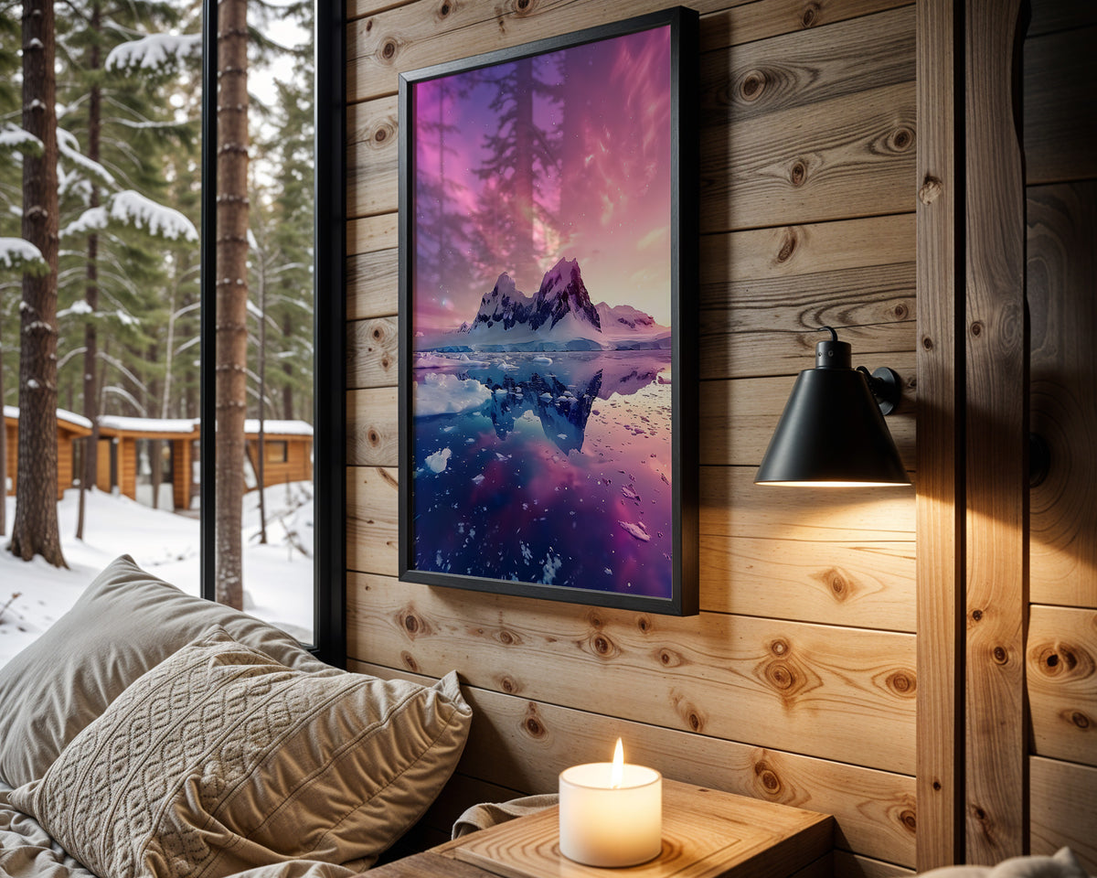 Polar Mirage aurora wall art – main room view