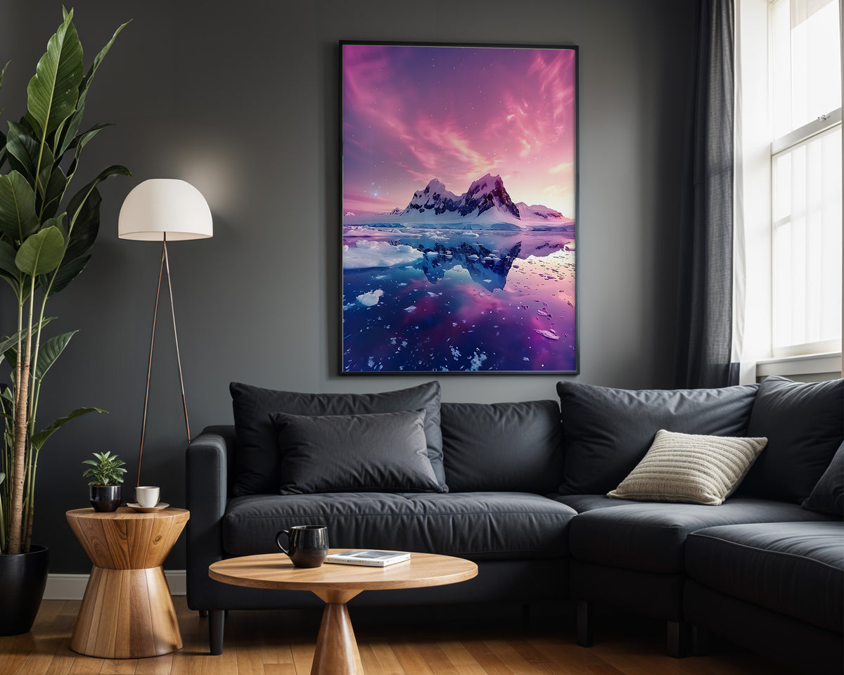 Polar Mirage aurora wall art – alternate room view
