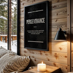 Power of Perseverance motivational wall art – main room view