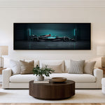 Pure Speed Panoramic Formula 1 Wall Art shown in a living room