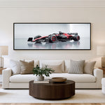 Race Day Panoramic Formula 1 Wall Art shown in a living room