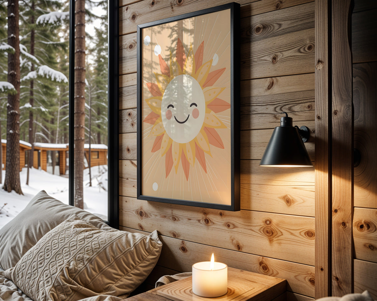 Rainbow Sun kids nursery wall art – main room view