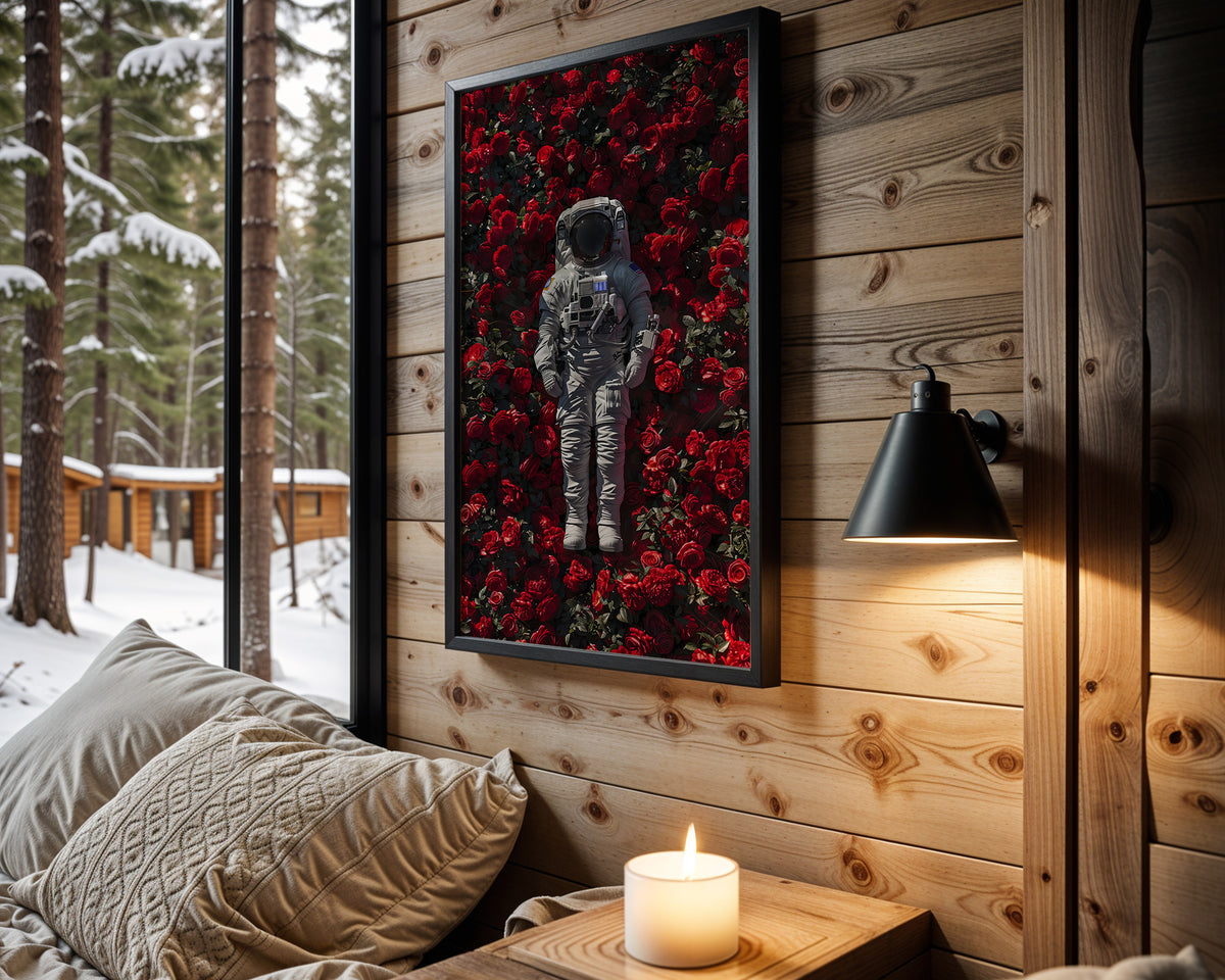 Red Grid Explorer space wall art – cabin room view