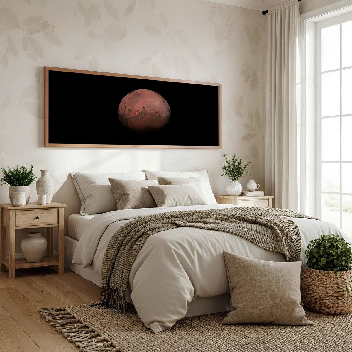 Red Planet Panoramic Wall Art shown in a bedroom
