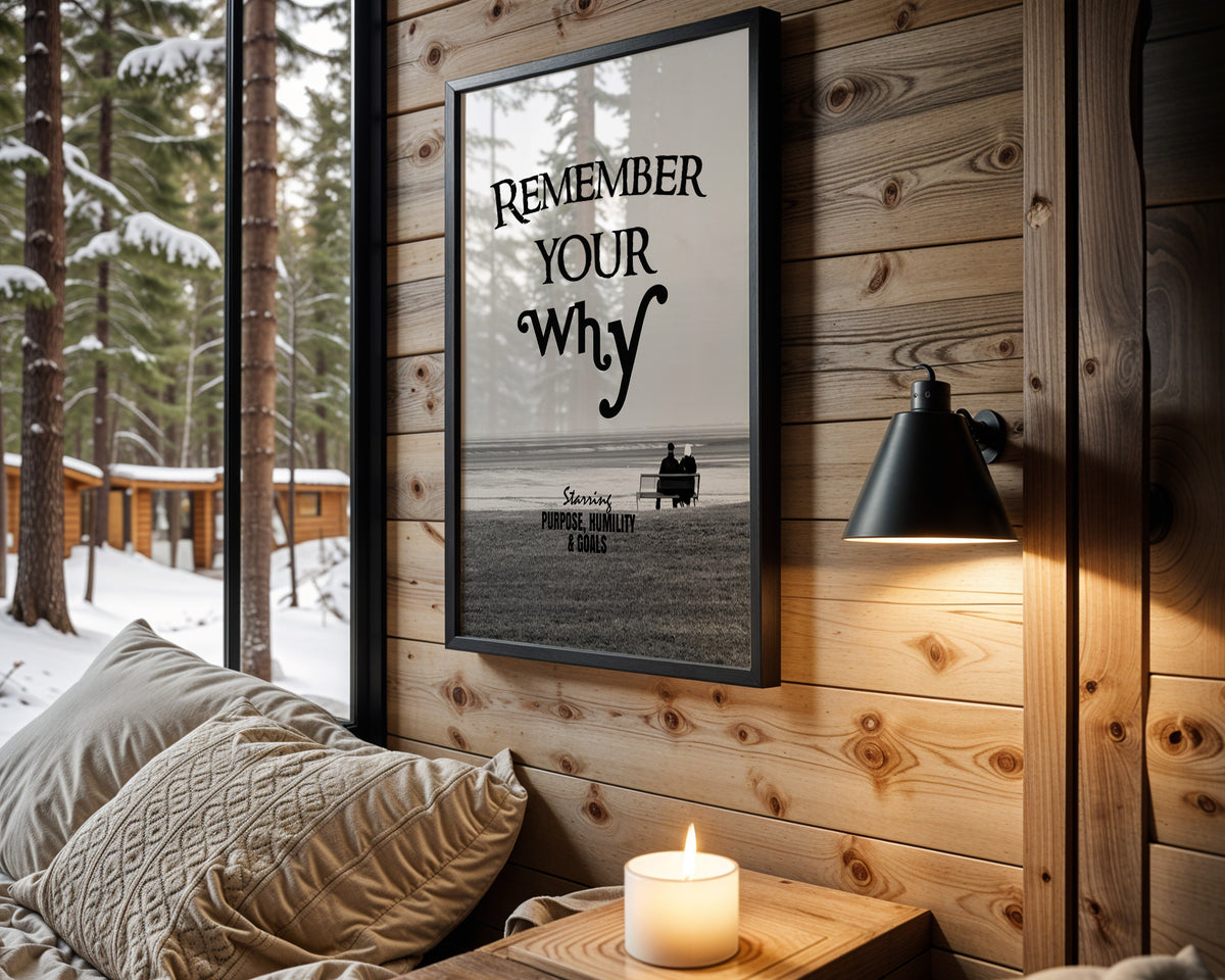 Remember Your Why motivational wall art – main room view