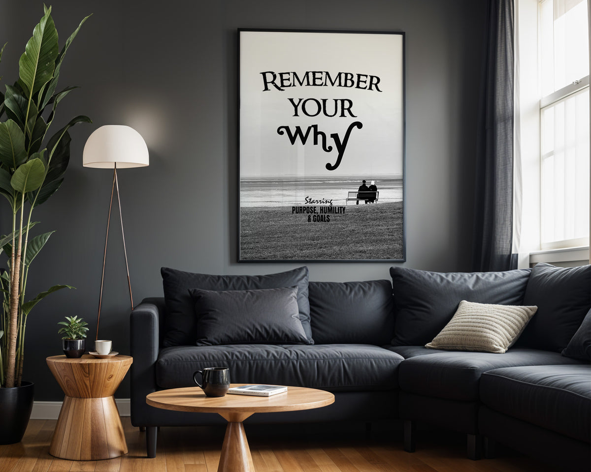 Remember Your Why motivational wall art – alternate room view