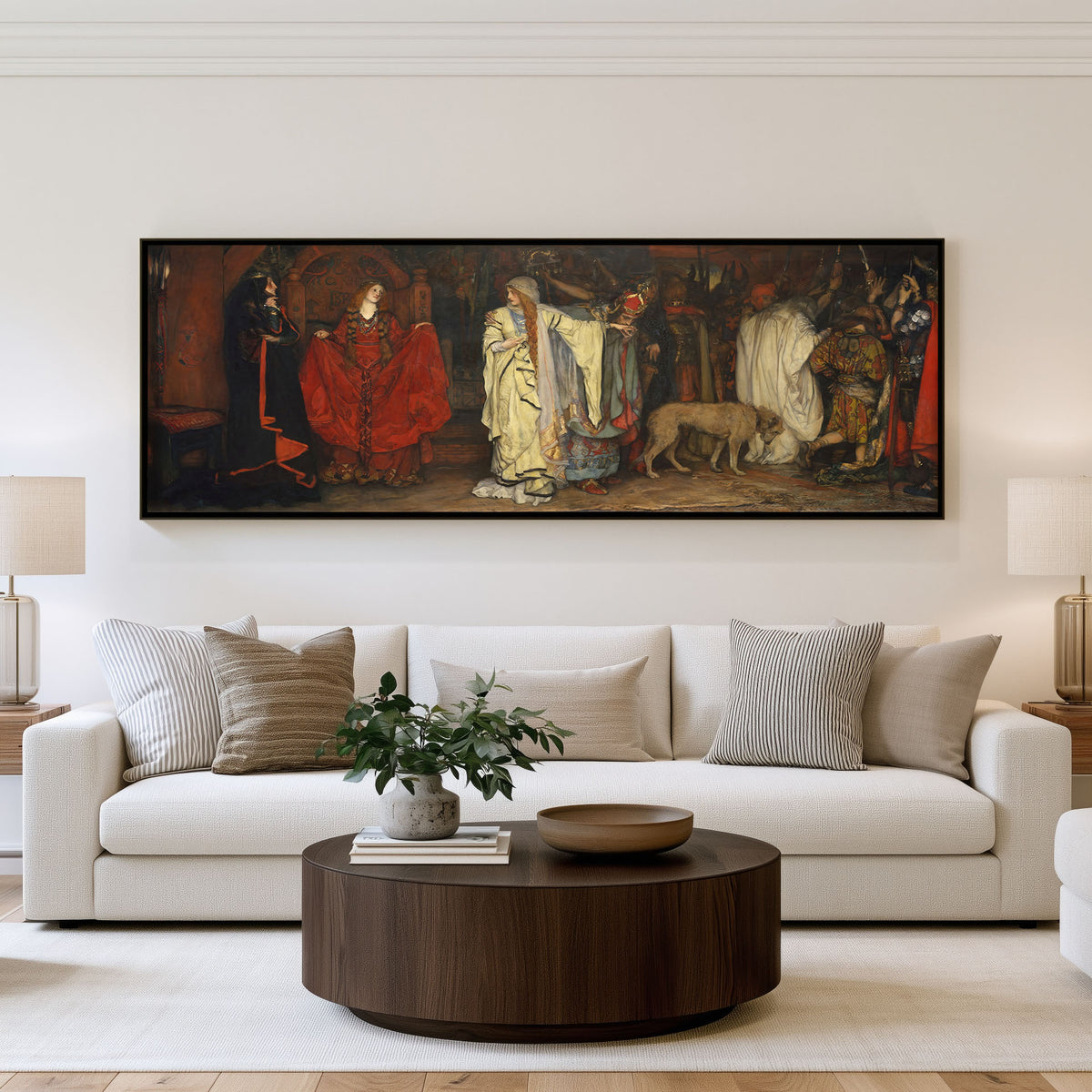 Renaissance Gathering Panoramic Wall Art shown in a living room