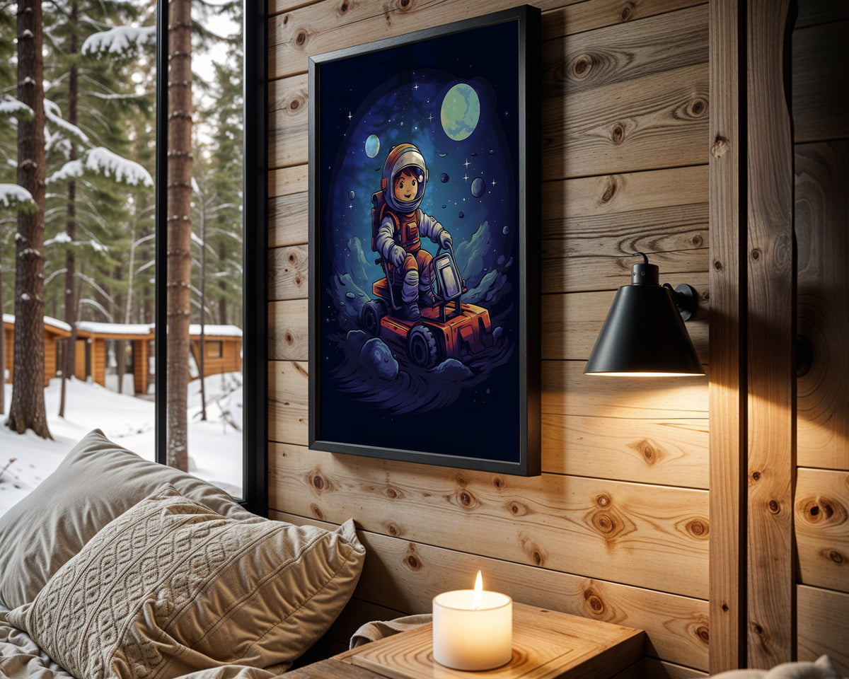 Rocket to the Moon kids nursery wall art – main room view