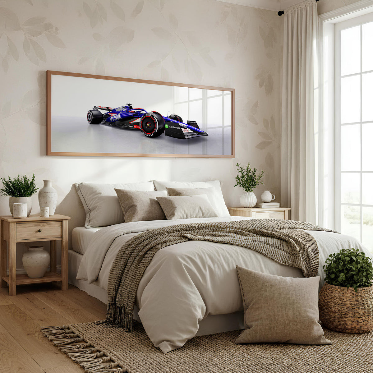 Sector Three Panoramic Formula 1 Wall Art shown in a bedroom
