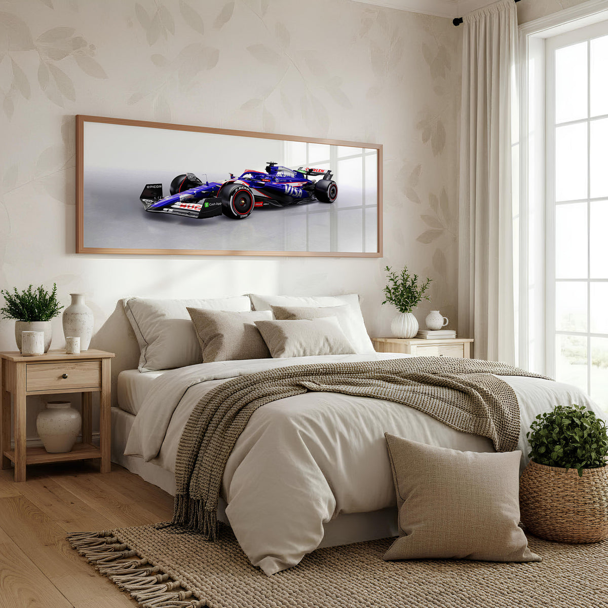 Sector Two Panoramic Formula 1 Wall Art shown in a bedroom