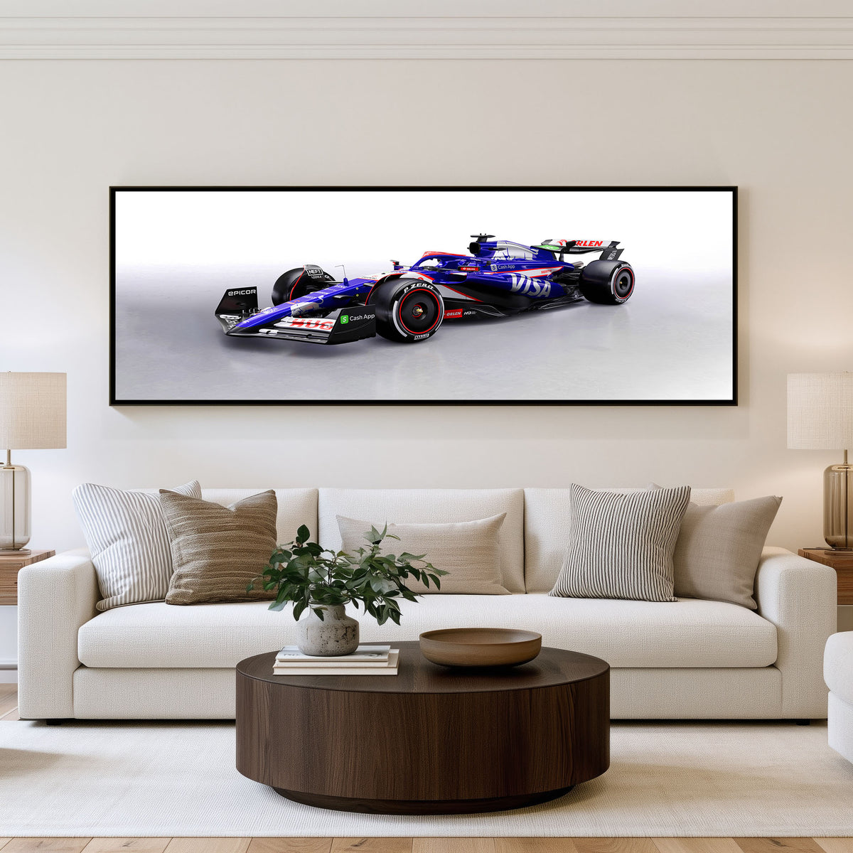 Sector Two Panoramic Formula 1 Wall Art shown in a living room