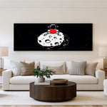 Mickey Moon Landing Panoramic Wall Art shown in a living room