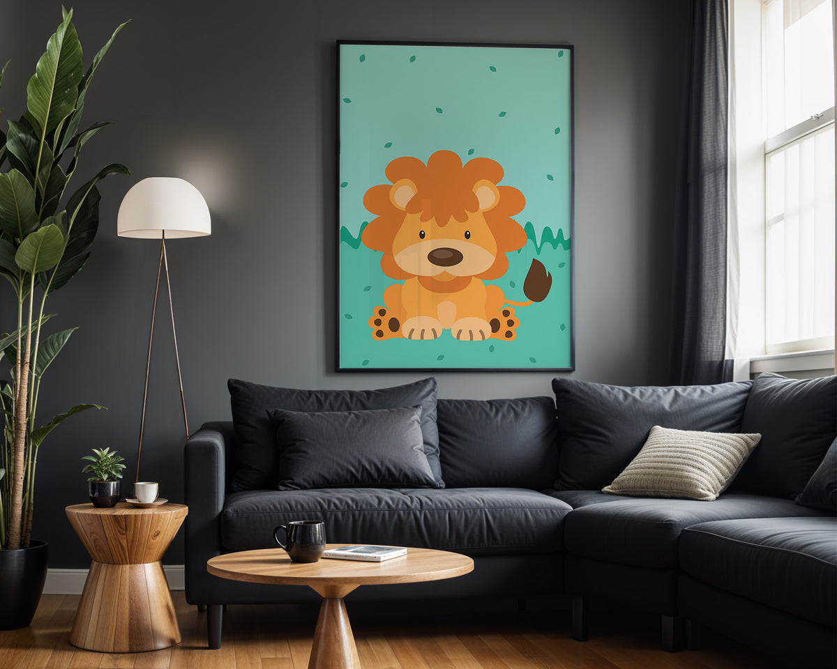 Sleepy Safari kids nursery wall art – alternate room view