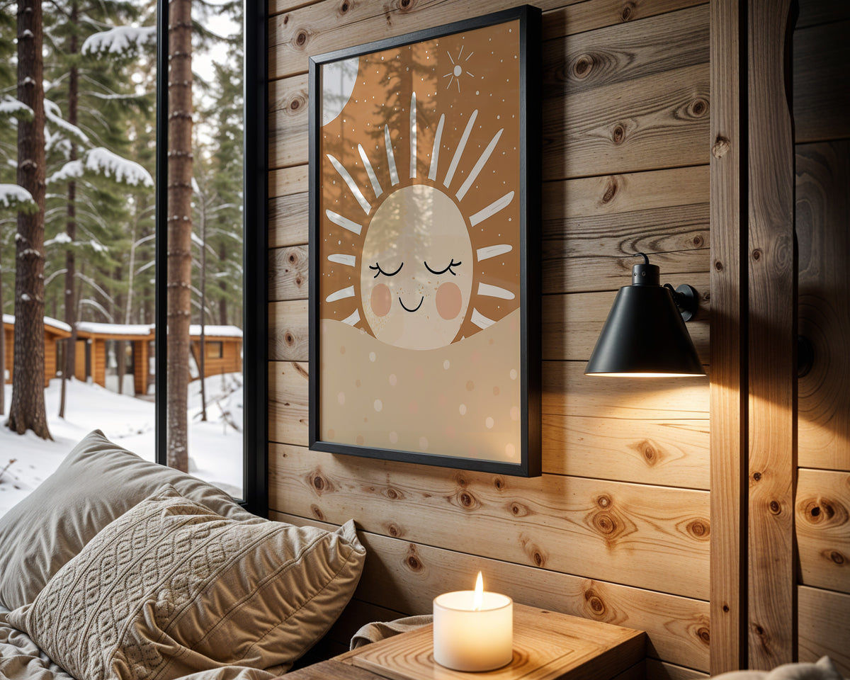Sleepy Sunshine kids nursery wall art – main room view