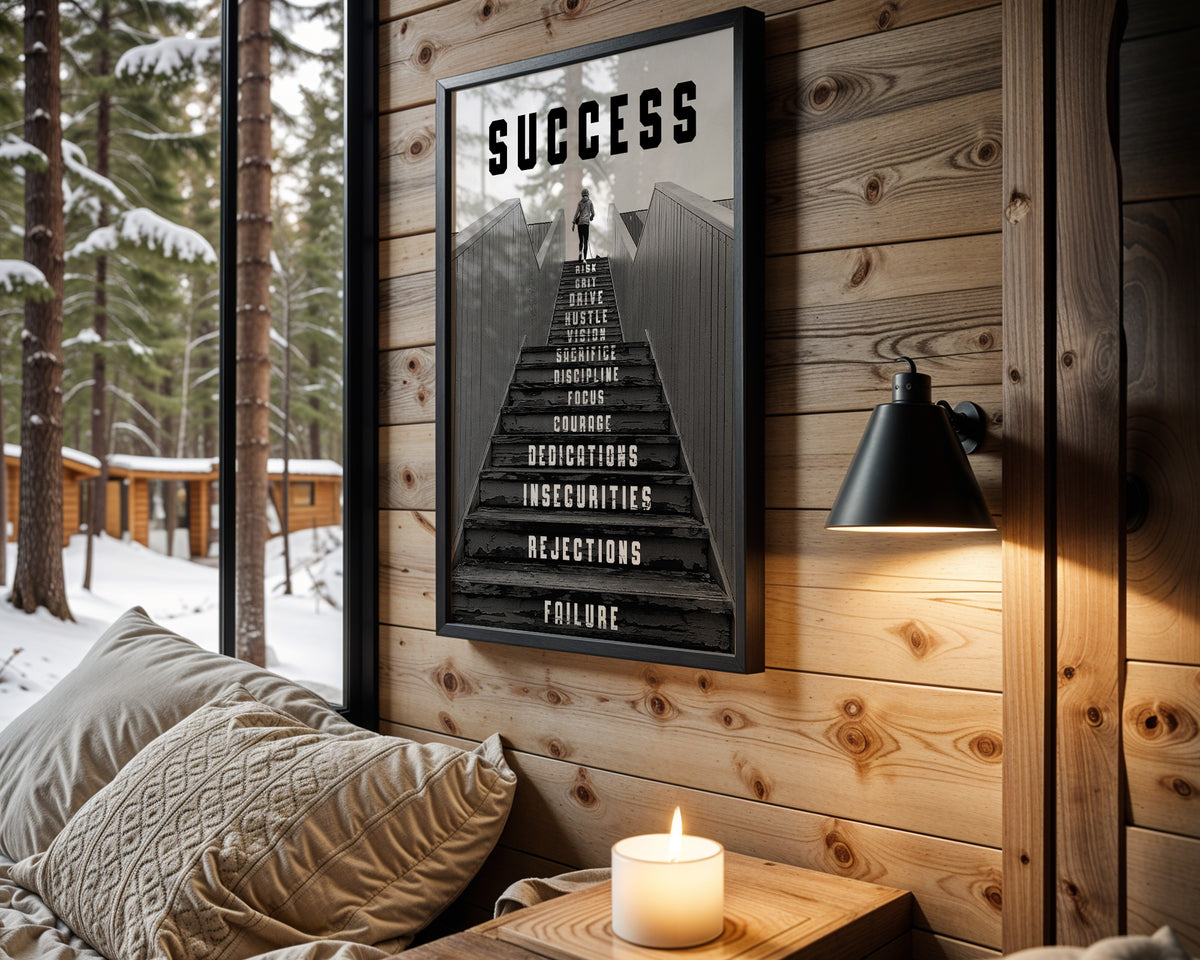 Stairway to Success motivational wall art – main room view