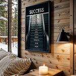Steps to Success motivational wall art – main room view