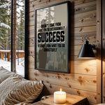 Success Begins Outside Comfort motivational wall art – main room view