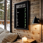 Success Checklist motivational wall art – main room view
