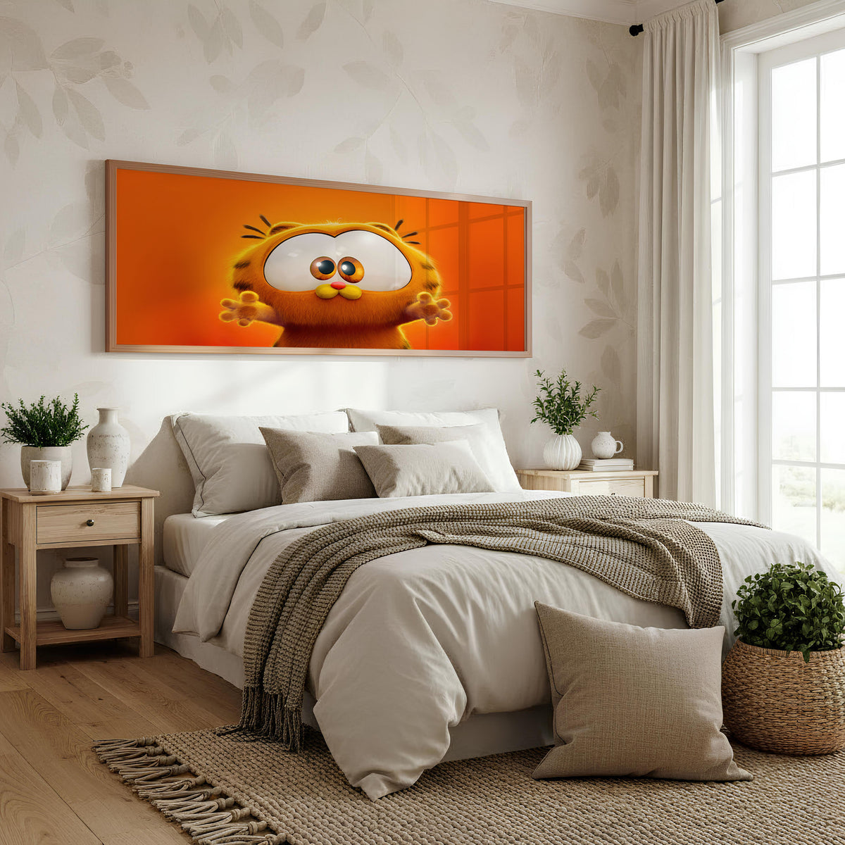 Garfield Sunny Smile Panoramic Wall Art shown in a bedroom